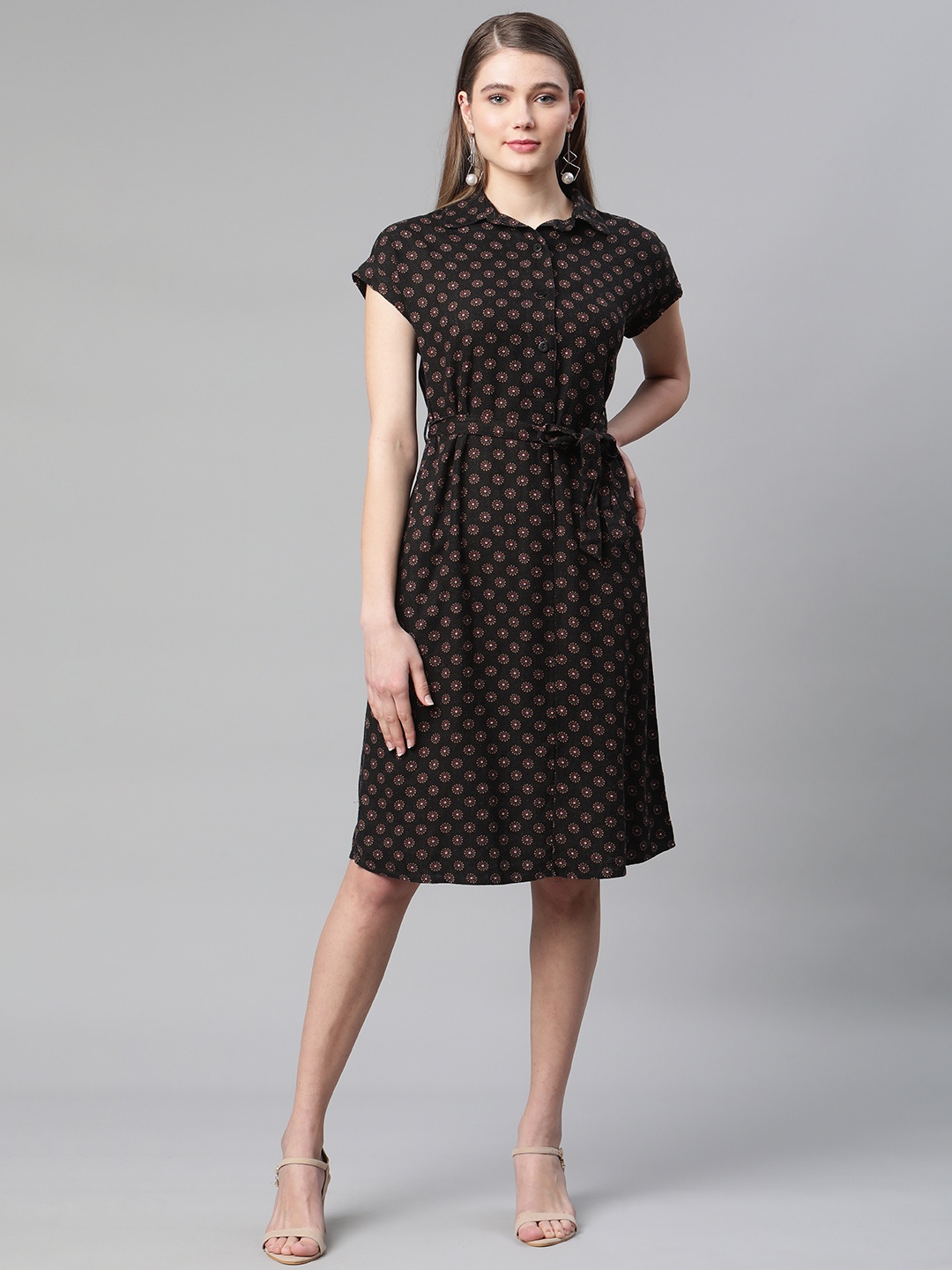 

Marks & Spencer Black Ethnic Motifs Shirt Dress