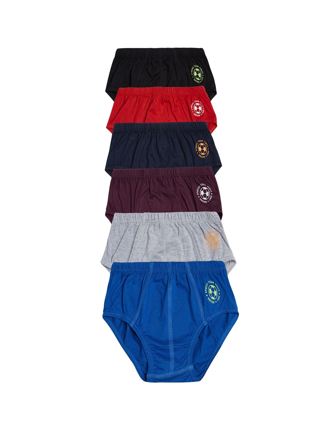 

Red Rose Boys Pack Of 6 Printed Cotton Basic Briefs, Multi