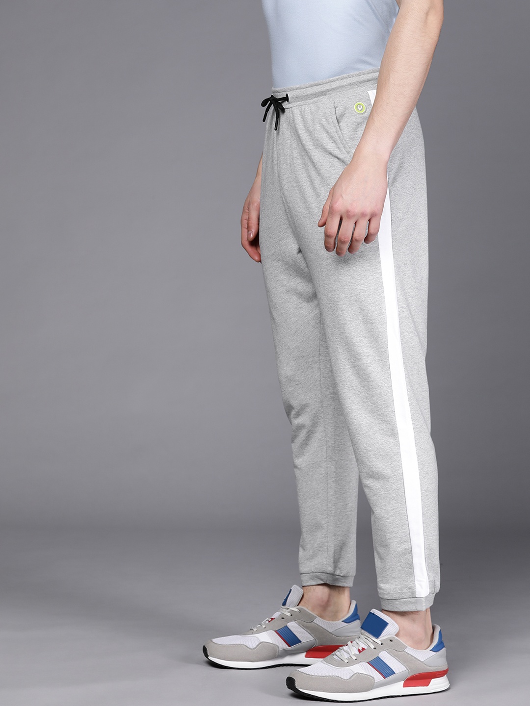 

Allen Solly Tribe Men Grey Melange Solid Joggers with Contrast Side Panelling