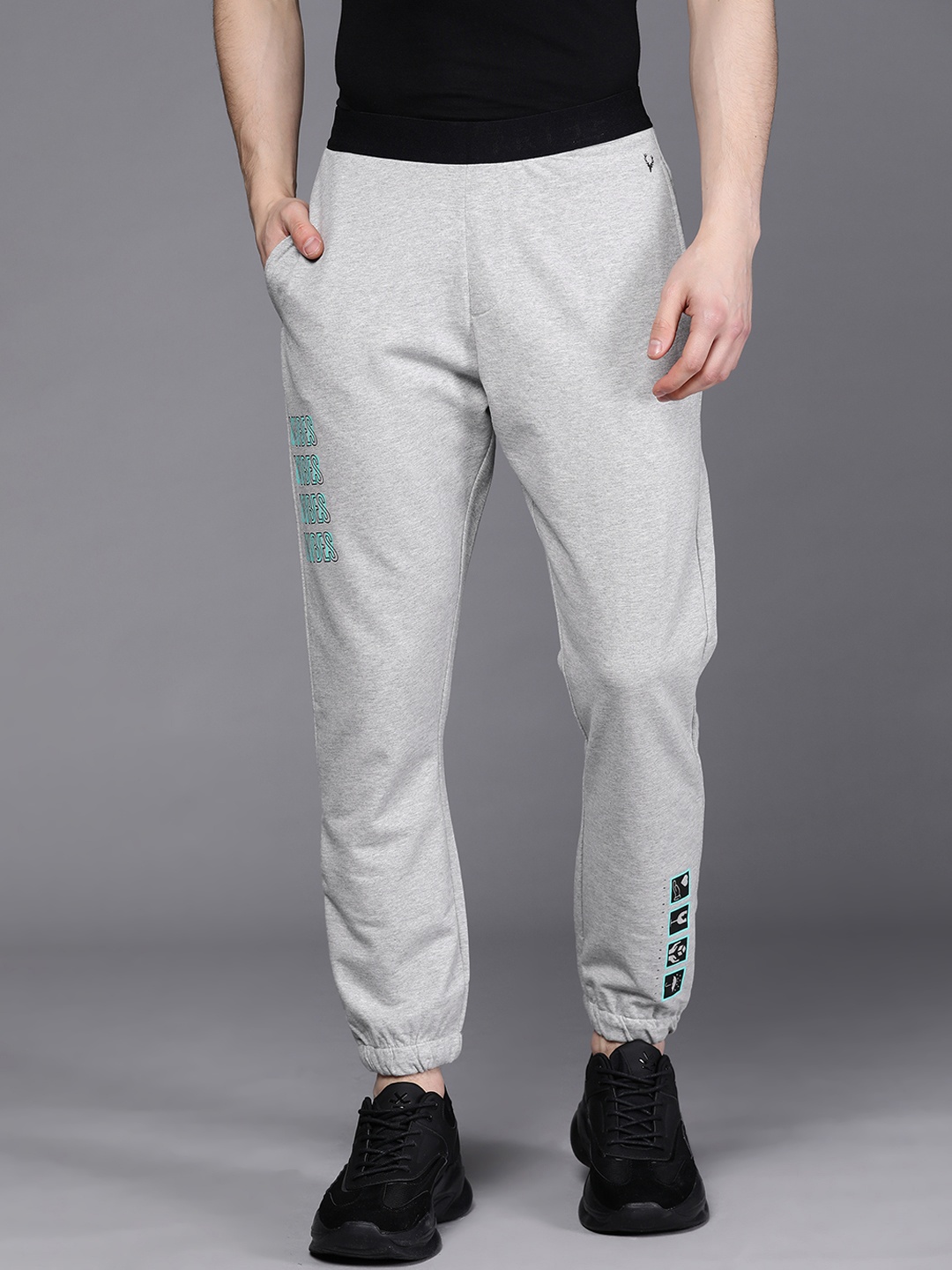 

Allen Solly Tribe Men Grey Melange Printed Detail Joggers