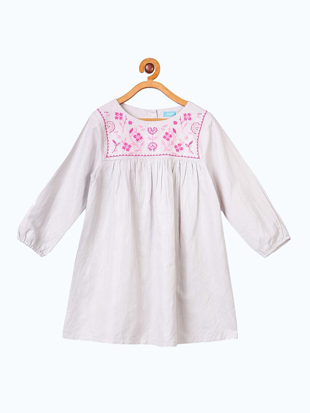 

Miyo Off White & Pink Floral Embroidered A-Line Dress