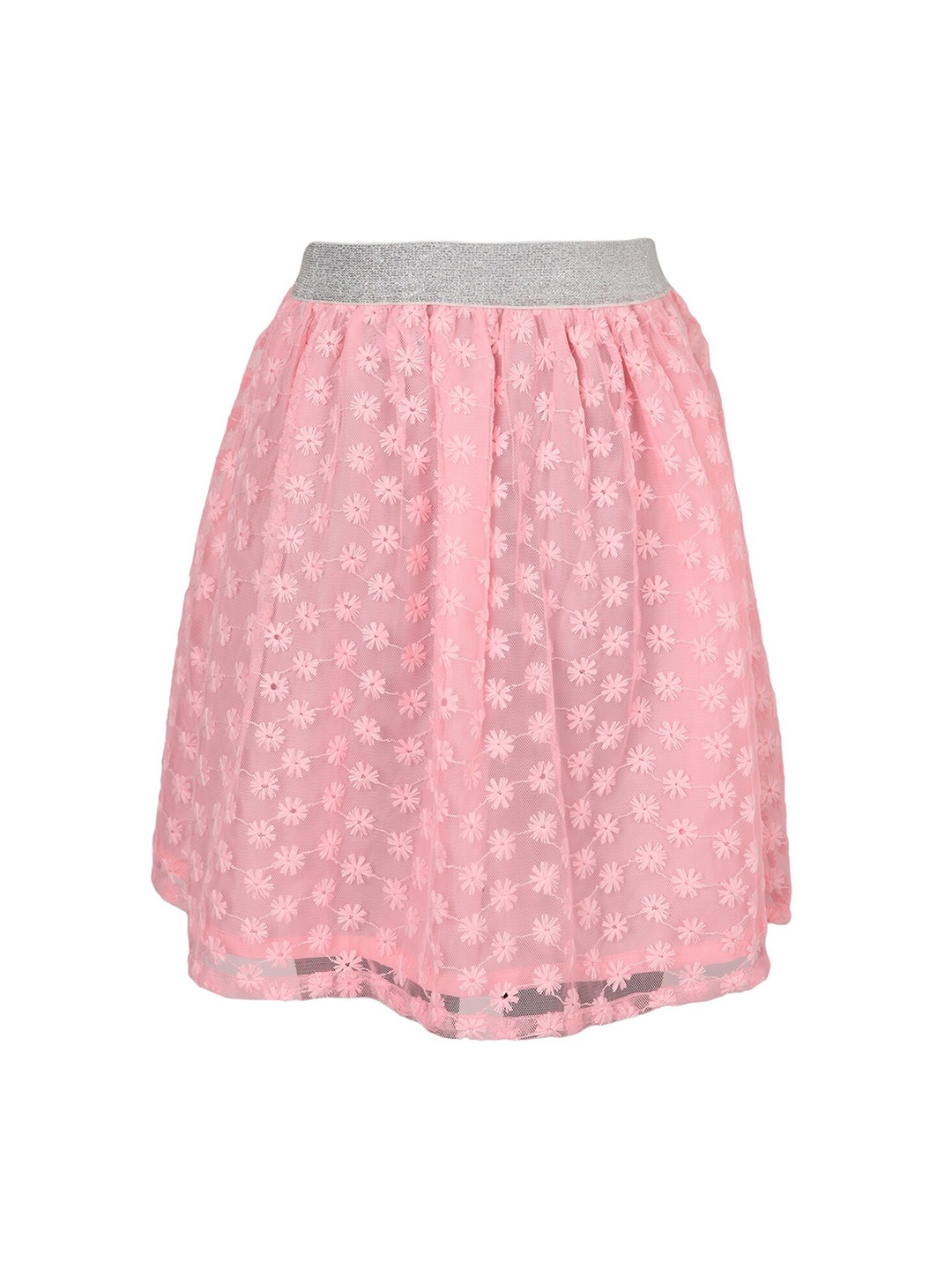 

Miyo Girls Pink Self Design Flared Skirt