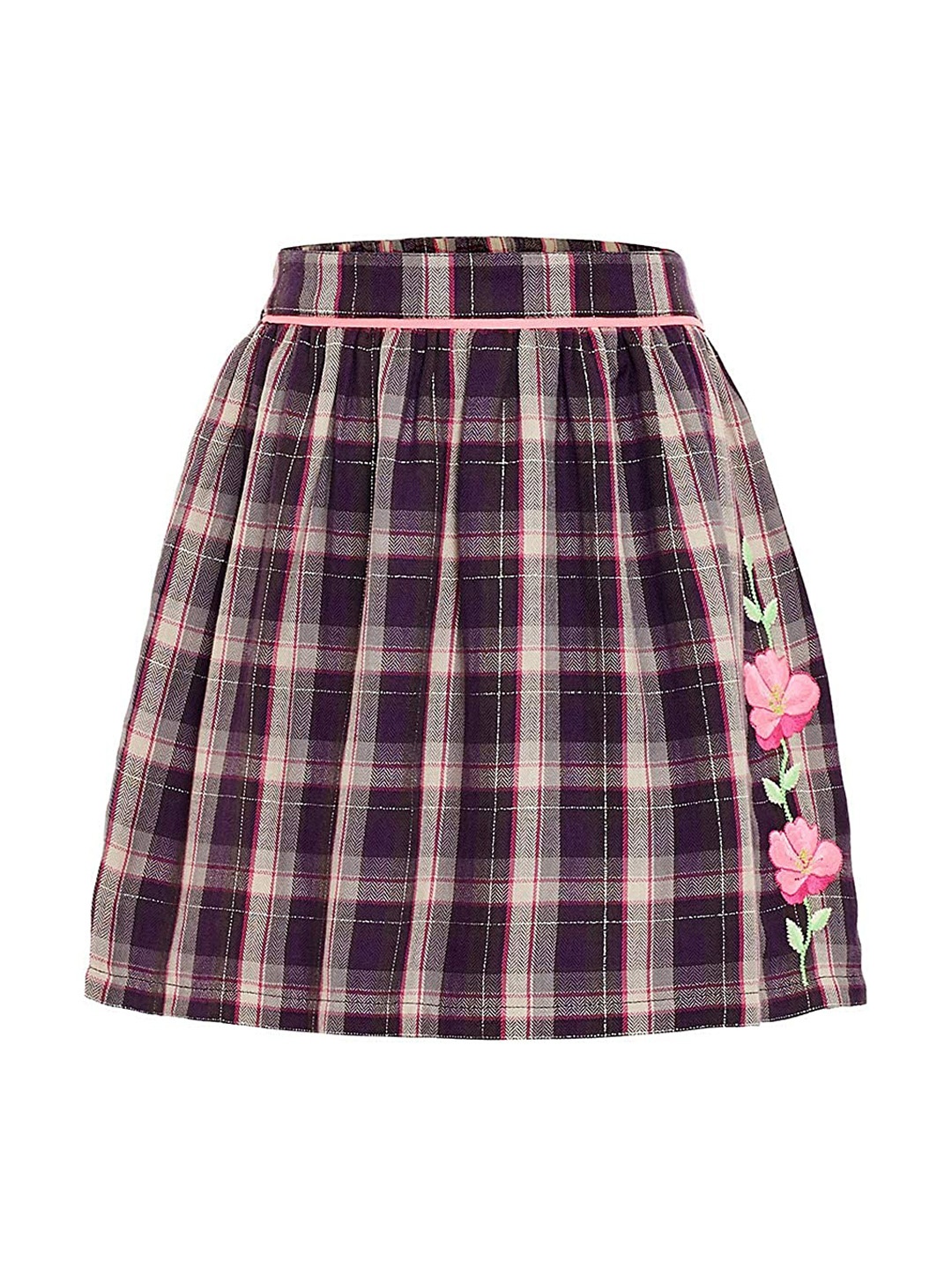 

Miyo Girls Black & White Checked Flared Knee Length Skirt