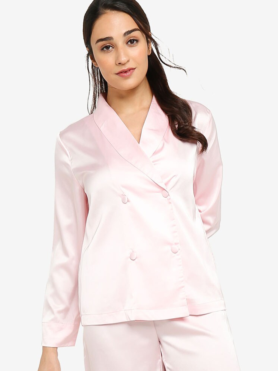 

ZALORA BASICS Women Pink Satin Lounge Shirt