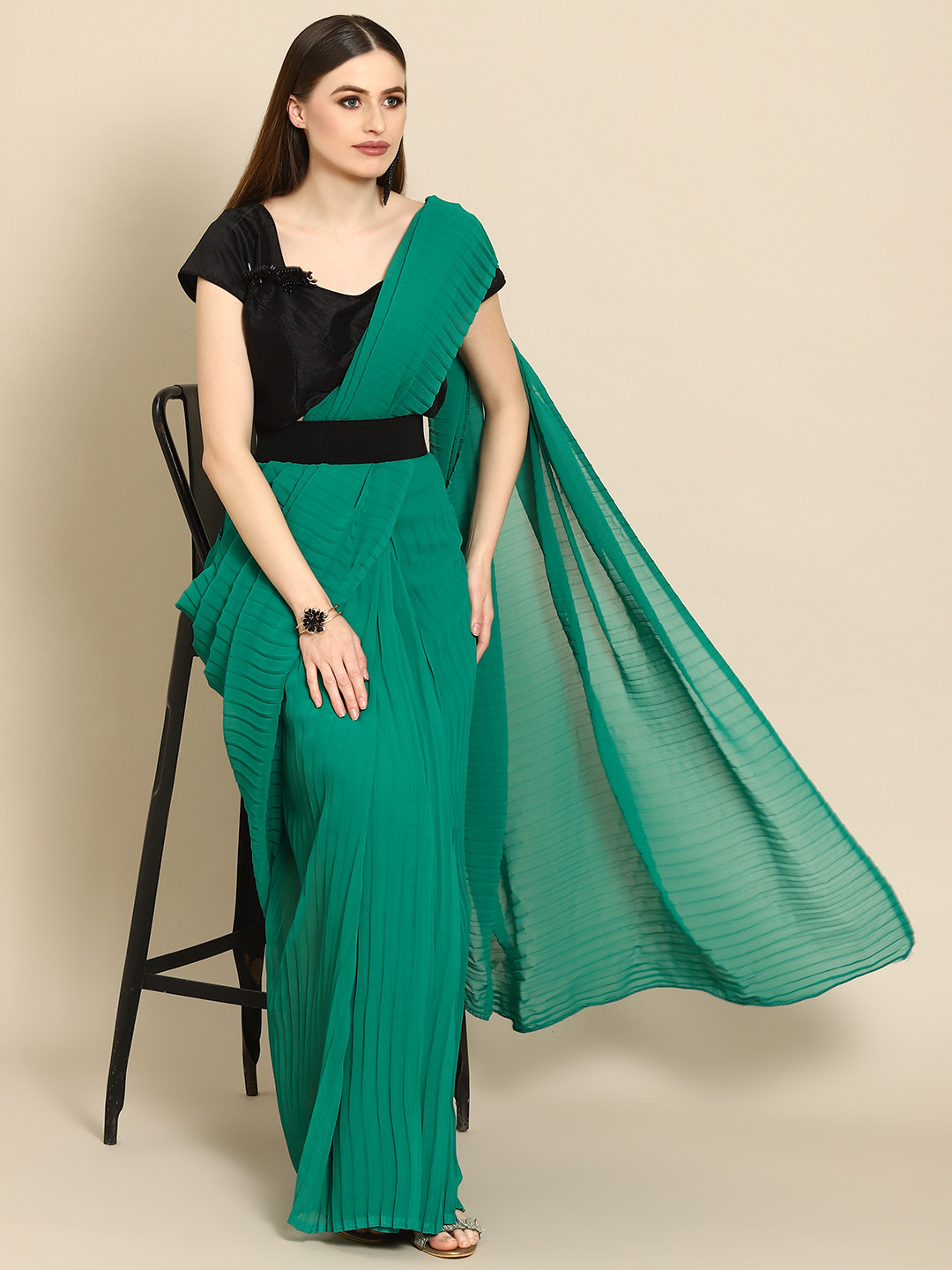 

Anouk Green & Black Saree