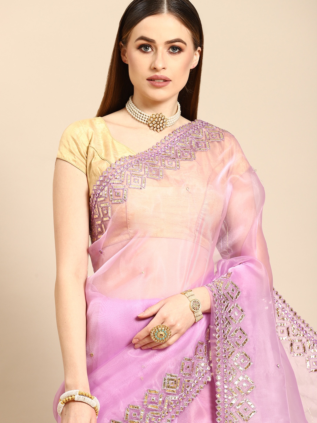 

Anouk Purple Organza Saree