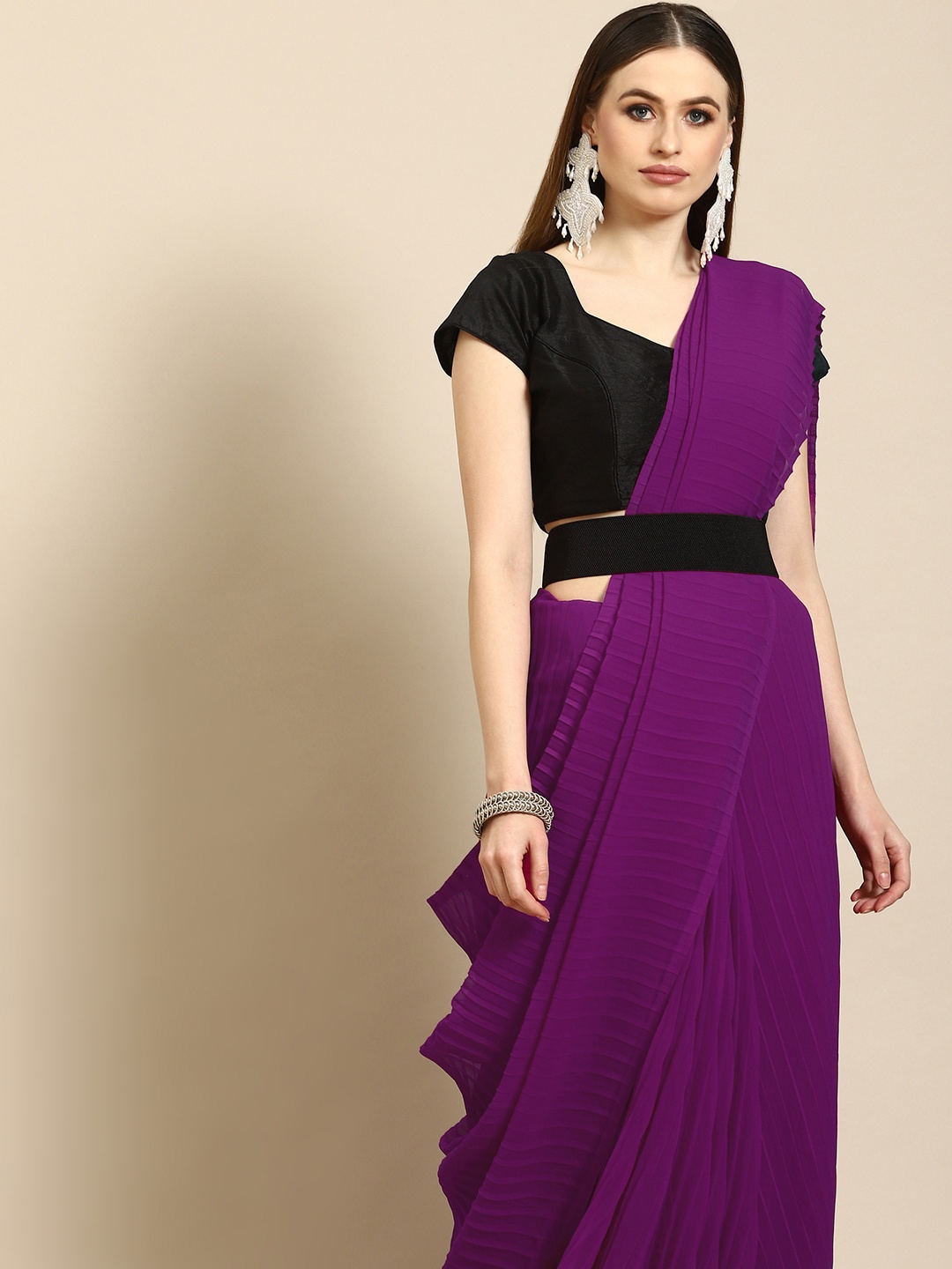 

Anouk Purple Poly Georgette Saree