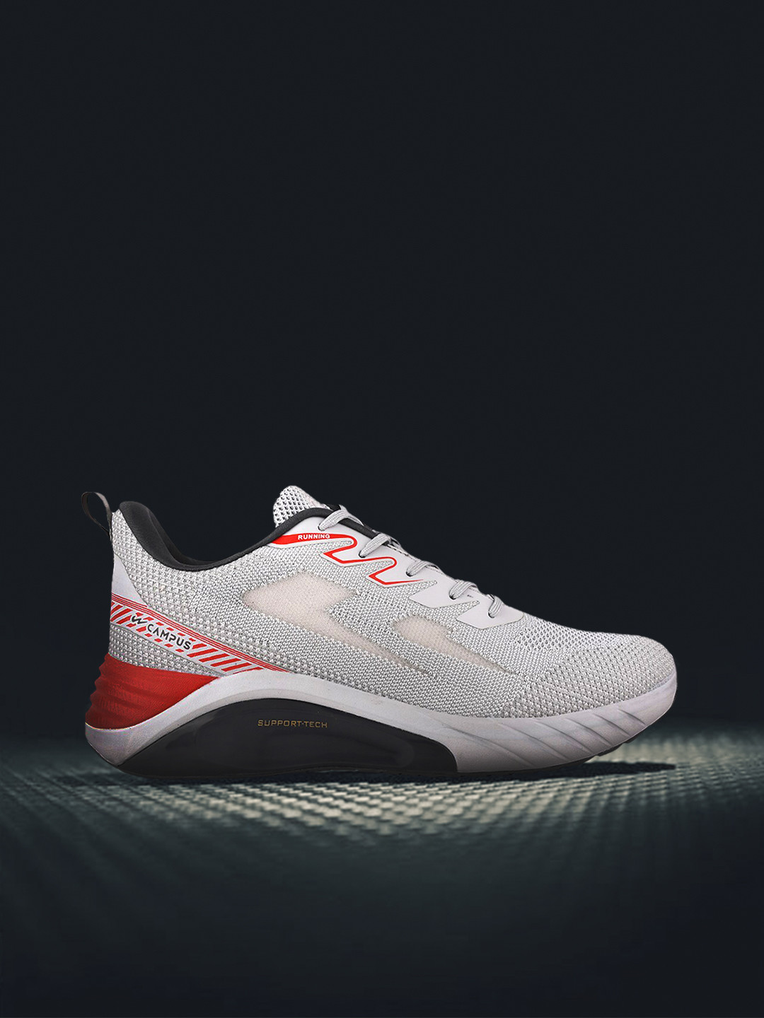 

Campus Men Grey & Red Mesh Running Shoes