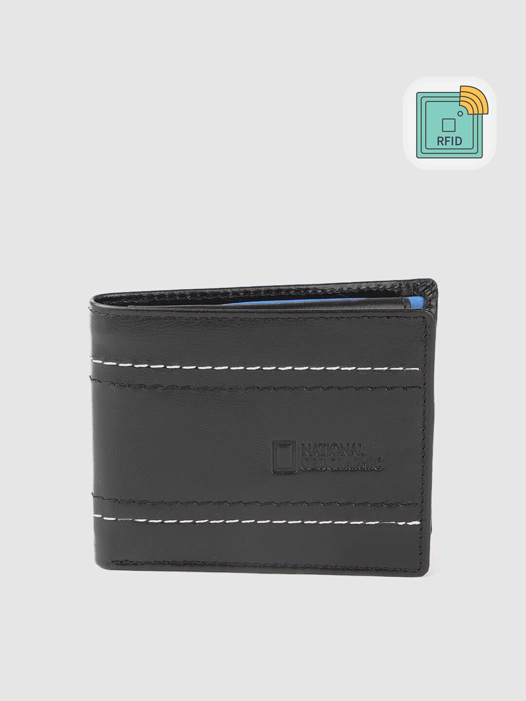 

National Geographic Men Black Leather Two Fold Wallet