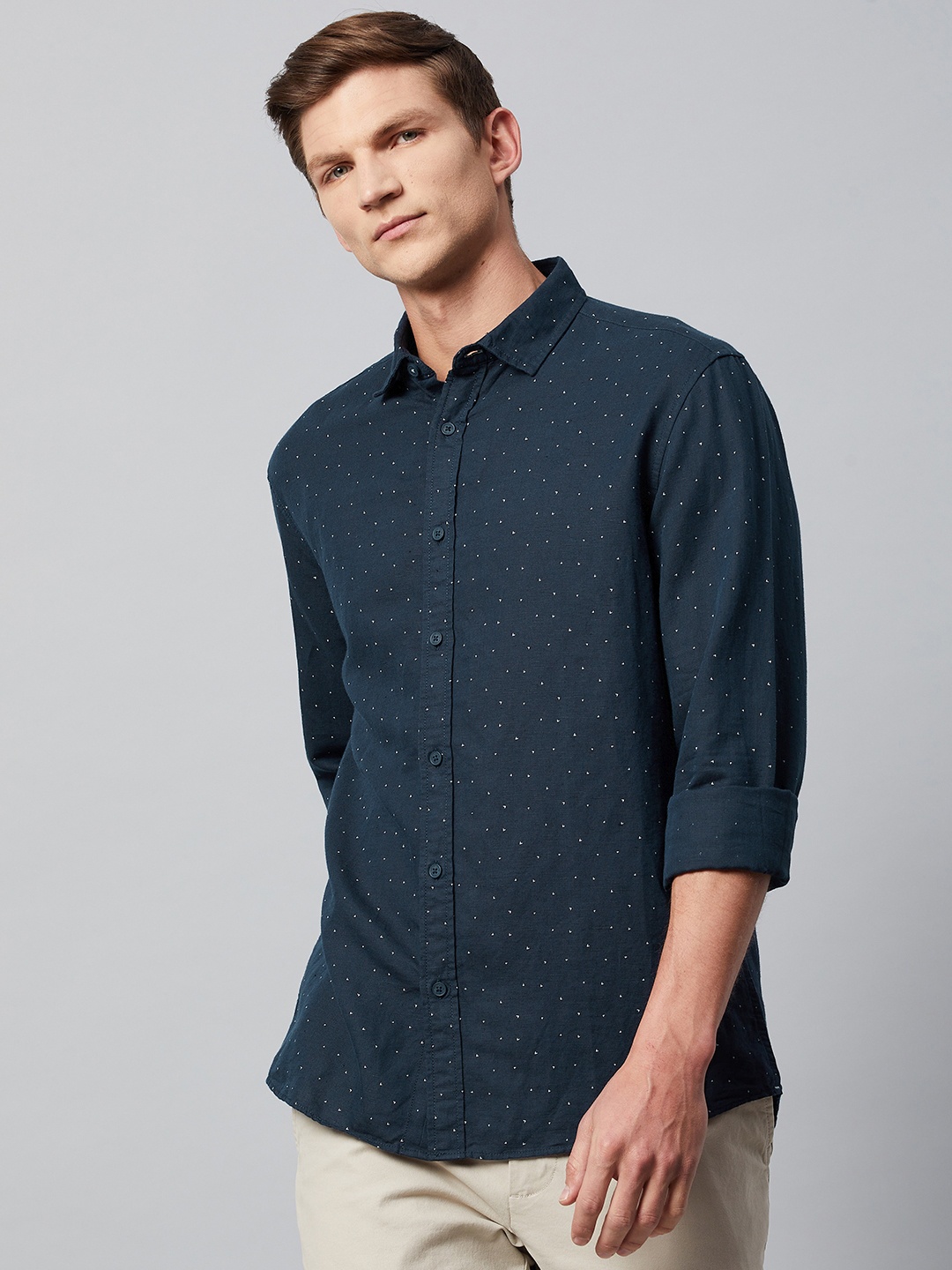 

Marks & Spencer Men Navy Blue Printed Casual Shirt