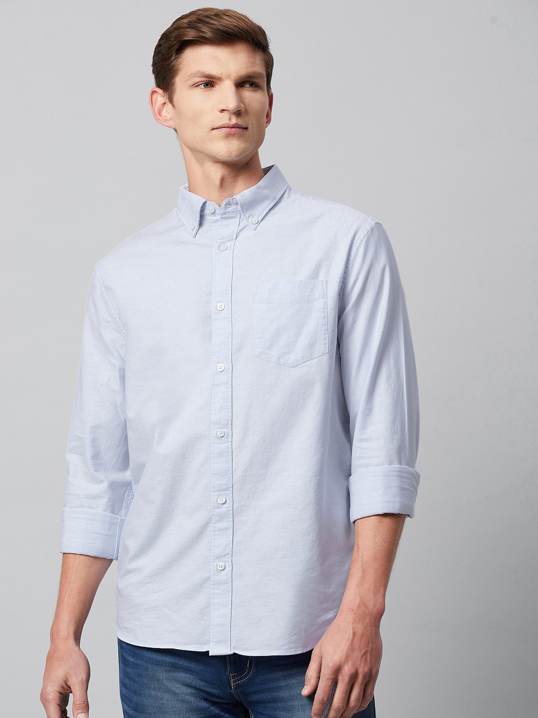 

Marks & Spencer Men Blue Cotton Casual Shirt