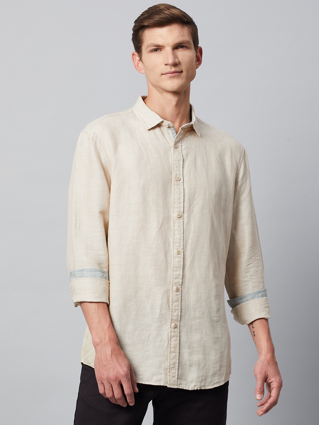 

Marks & Spencer Men Beige Casual Shirt