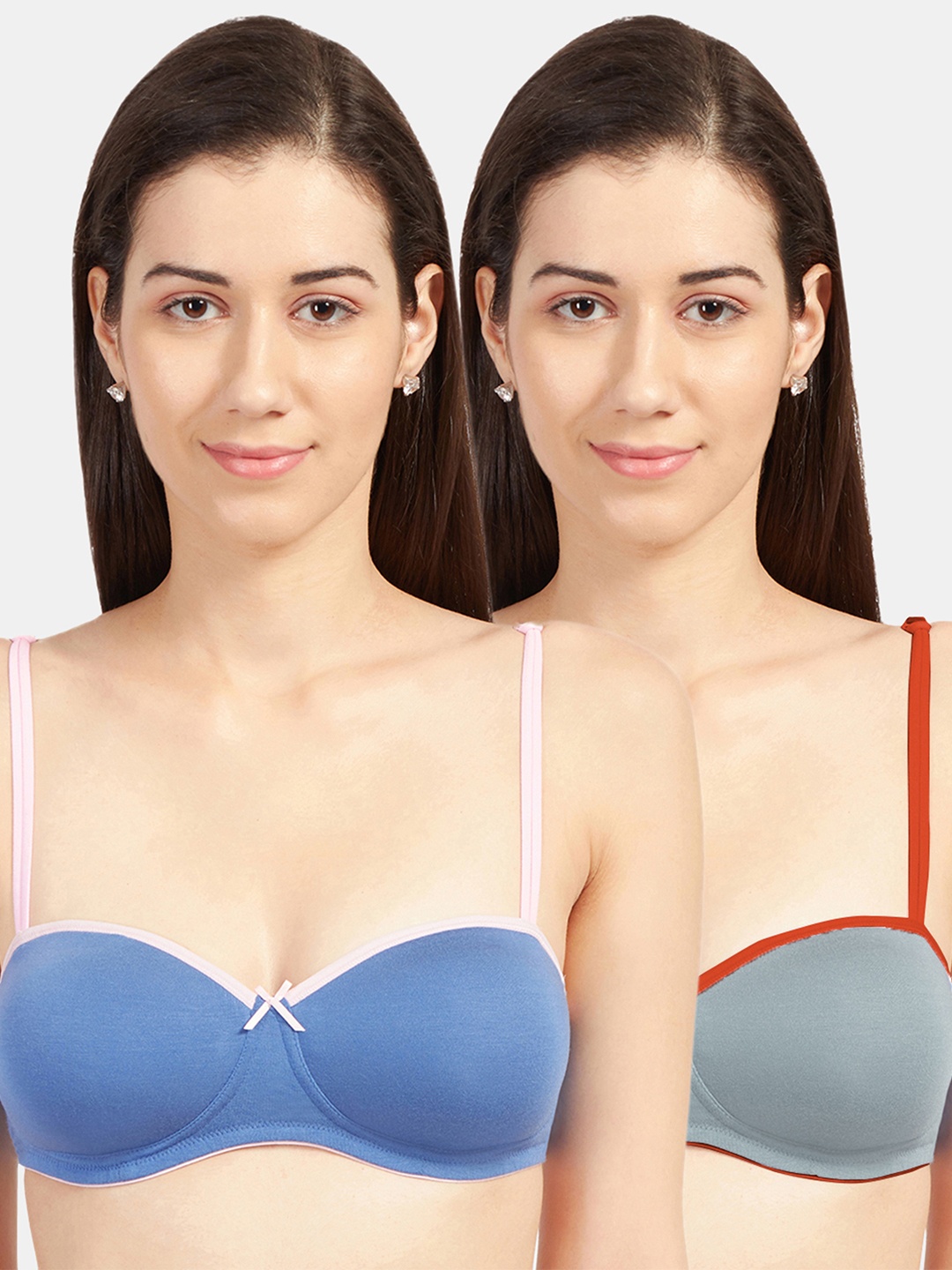 

Sonari Pack of 2 Grey & Blue Balconette Bras - Lightly Padded