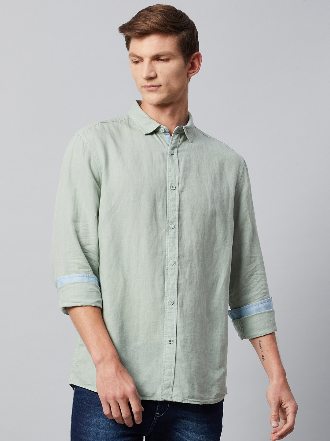

Marks & Spencer Men Green Casual Shirt