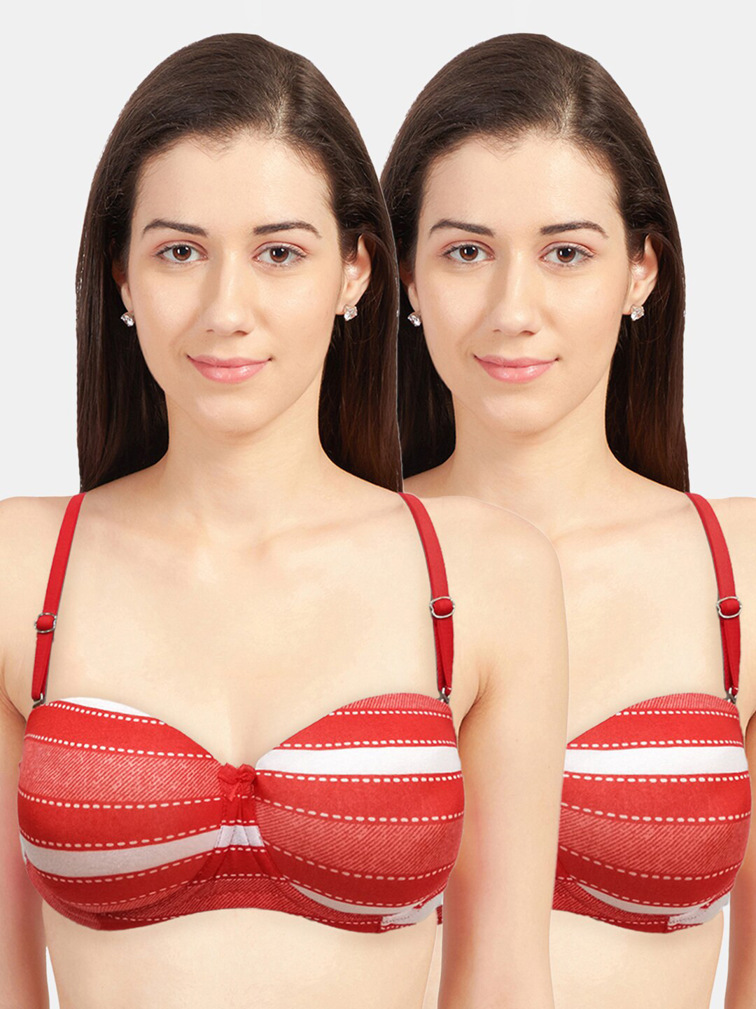 

Sonari Red & White Pack of 2 Bra Underwired Heavily Padded