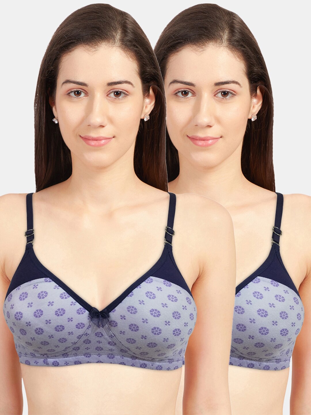 

Sonari Pack Of 2 Purple Floral Bra Lightly Padded
