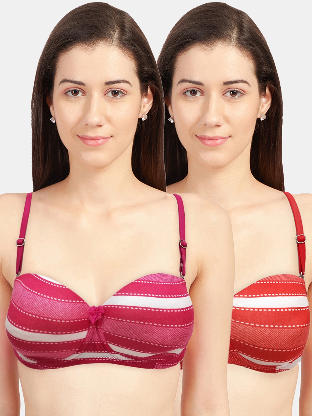 

Sonari Pack Of 2 Pink & Red Bras Underwired Heavily Padded irispinkred30C