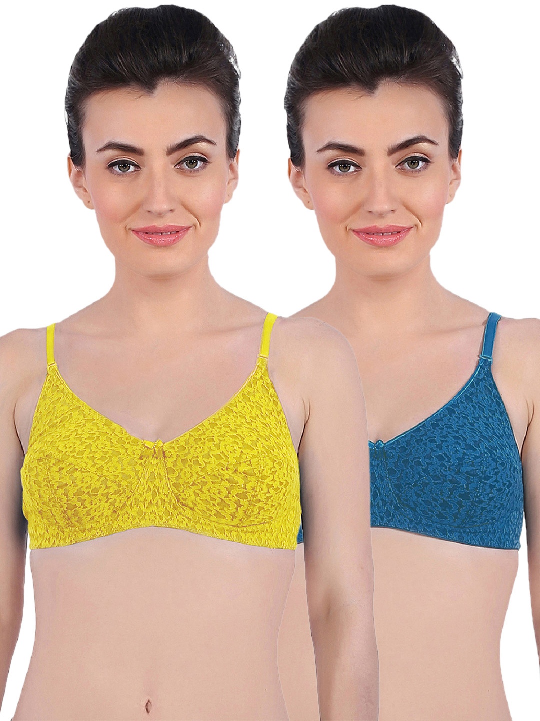 

Sonari Pack Of 2 Yellow & Blue Floral T-Shirt Bras glorylimepblue30B