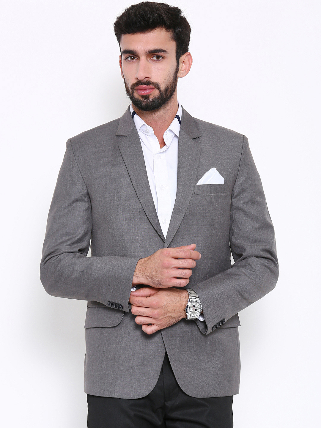 

Shaftesbury London Grey Regular Fit Single-Breasted Formal Blazer