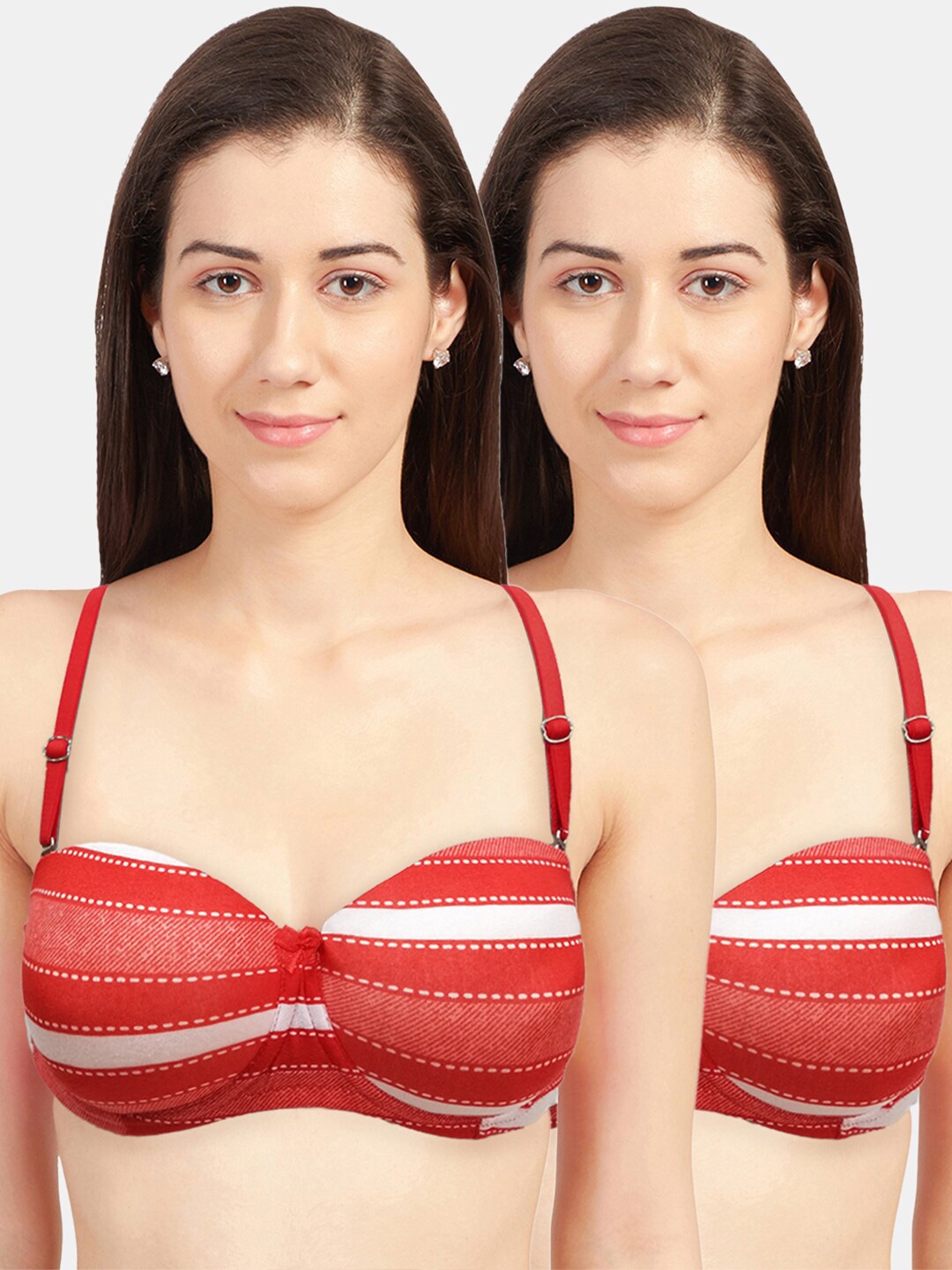 

Sonari Red & White Pack of 2 Bra Underwired Heavily Padded