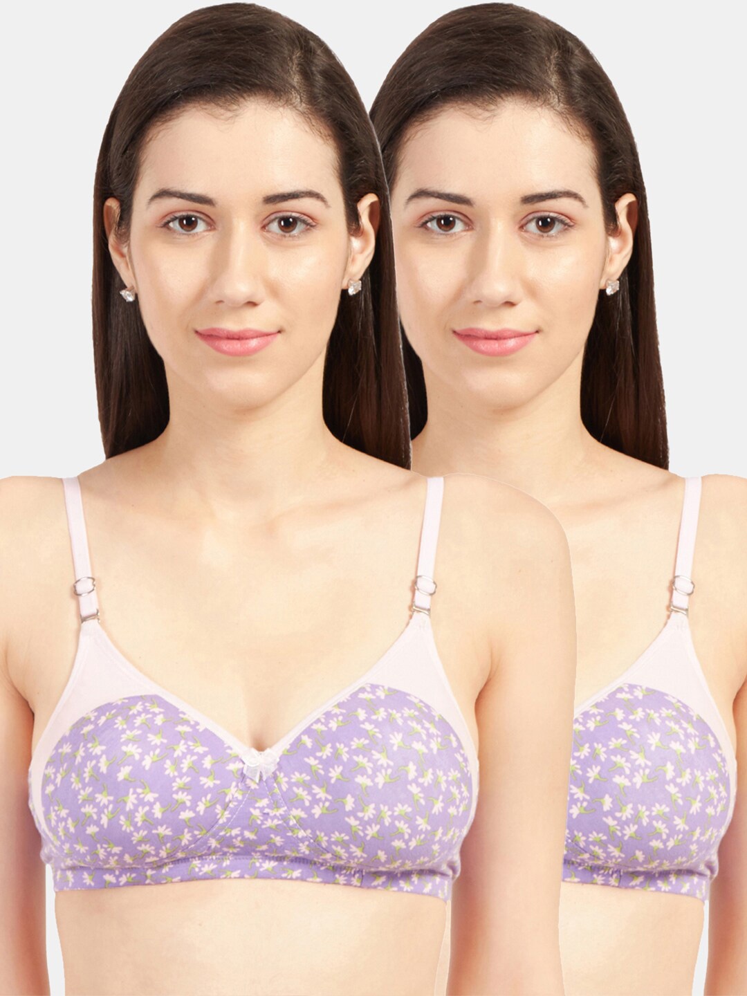 

Sonari Pack Of 2 Pink & Purple Floral Bra Lightly Padded