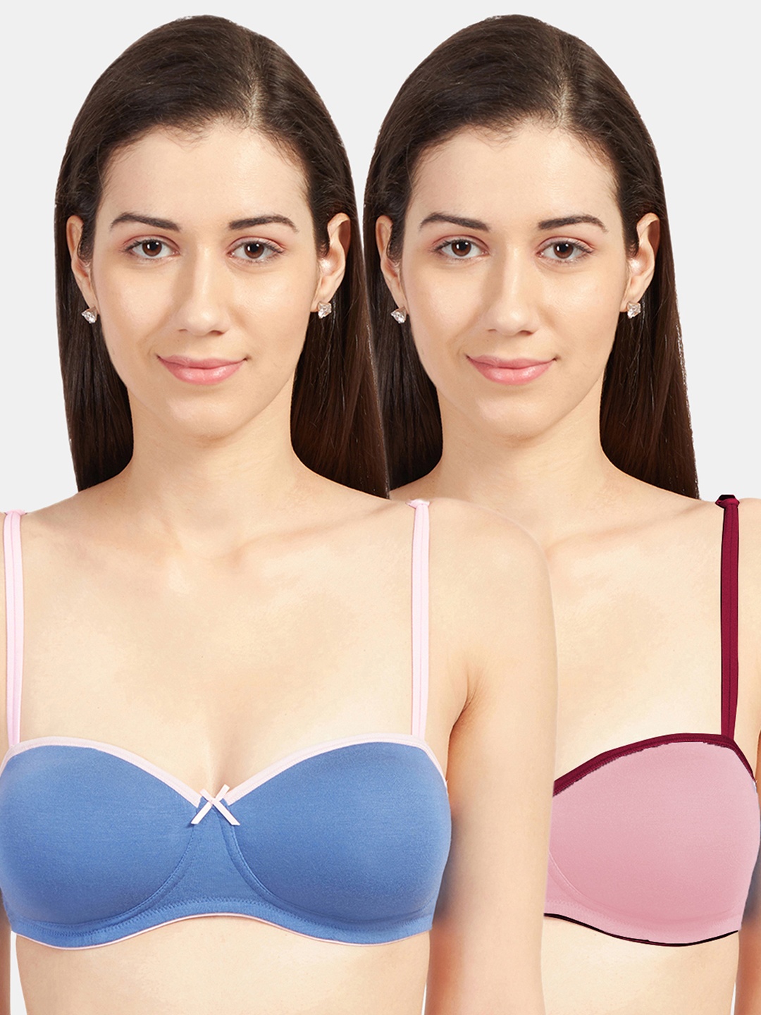 

Sonari Pack Of 2 Blue & Pink Bra Lightly Padded