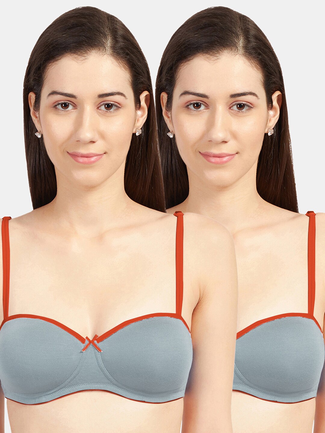 

Sonari Pack Of 2 Grey Solid Lightly Padded Balconette Bra