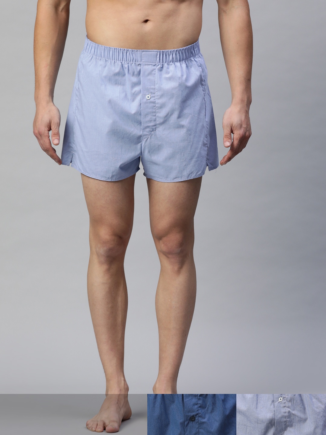

Marks & Spencer Men Set of 2 Blue Solid Cotton Boxers