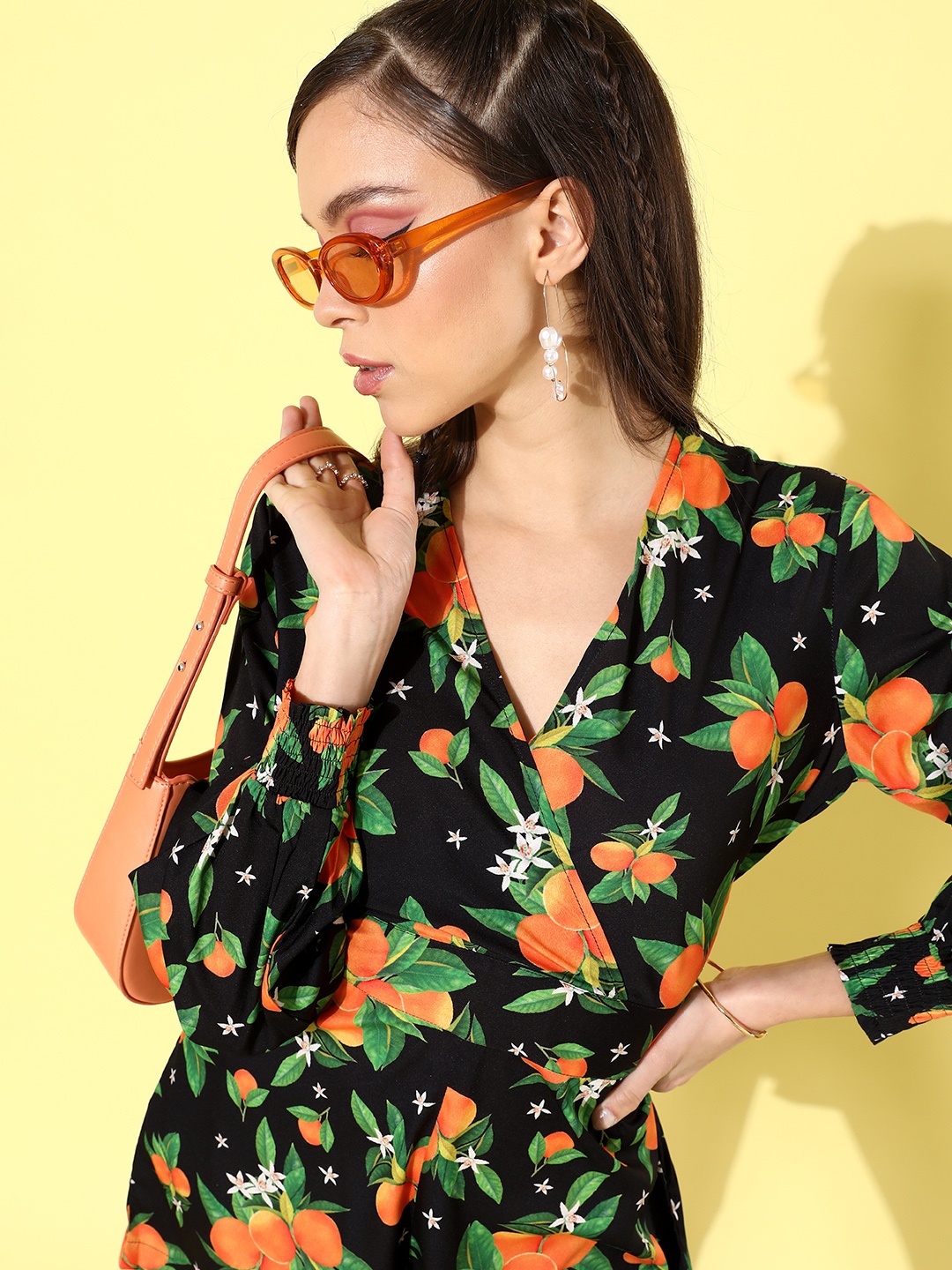 

Style Quotient Women Stylish Black Printed Playsuit
