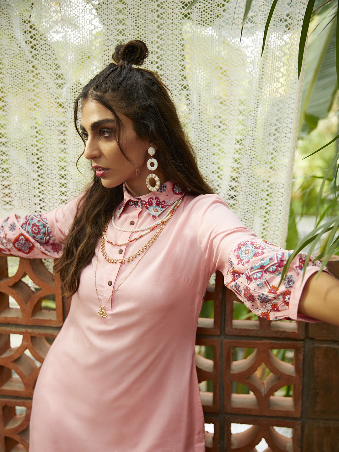 

Sangria Women Pink Solid Pathani Kurta