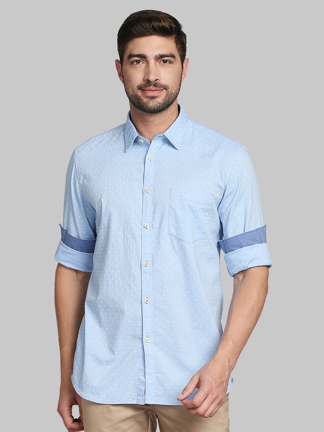 

Parx Men Blue Slim Fit Printed Casual Shirt
