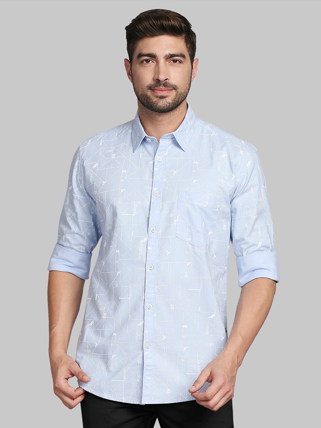 

Parx Men Blue Slim Fit Printed Casual Shirt