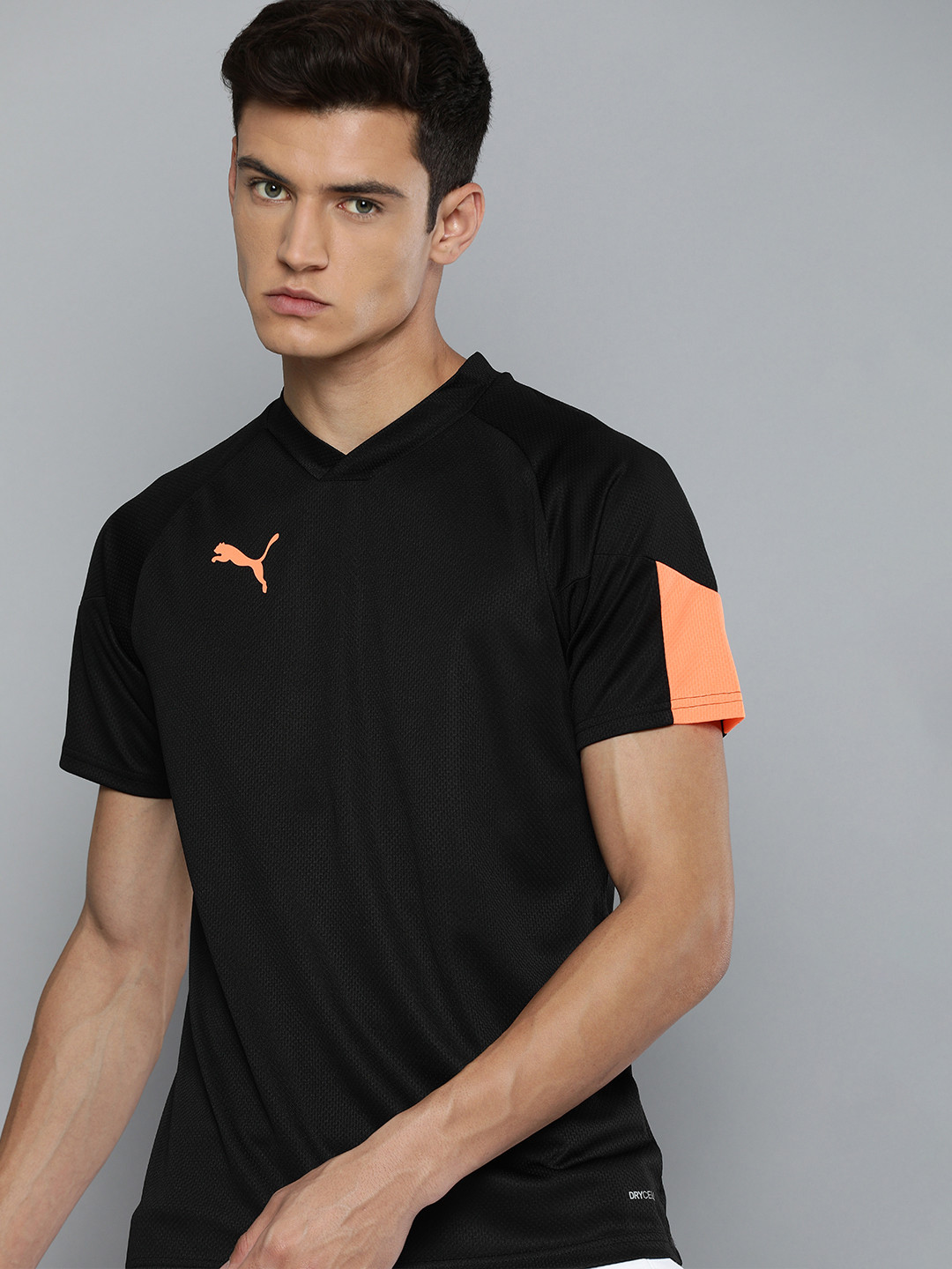 

Puma Men Black Rafael Nadal V-Neck DryCELL Slim Fit individualFINAL Football T-shirt