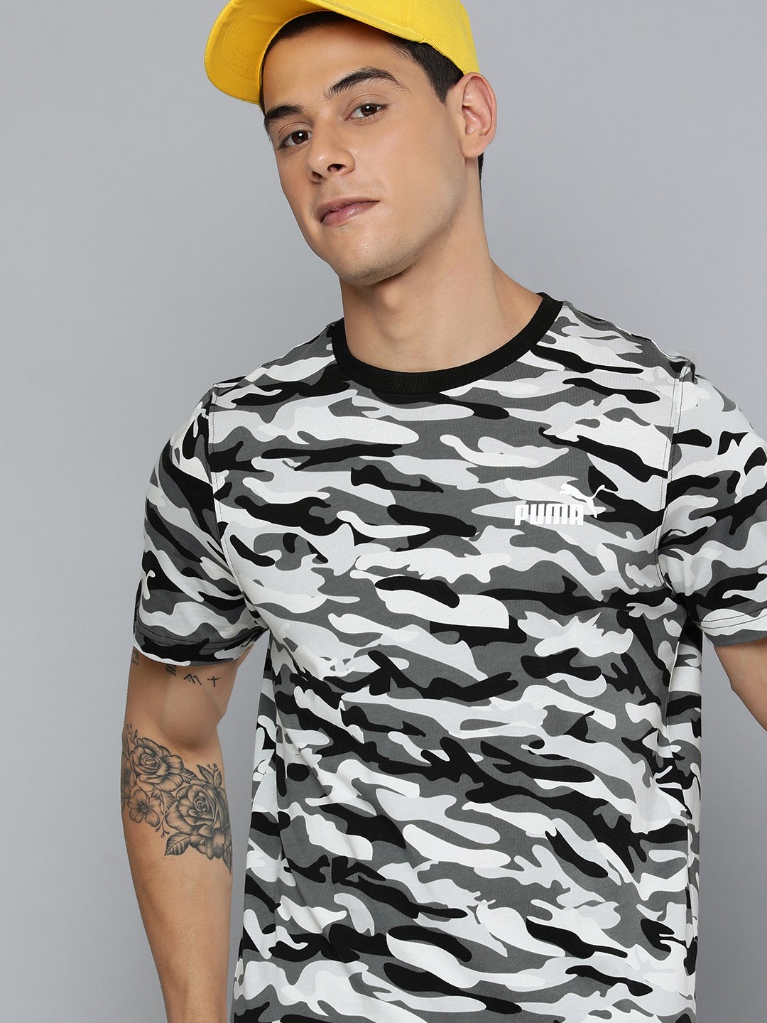 

Puma Men Black & White Camouflage Printed Regular fit T-shirt