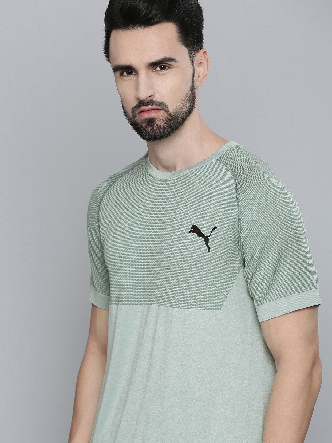 

Puma Men Sea Green Colourblocked Slim Fit T-shirt