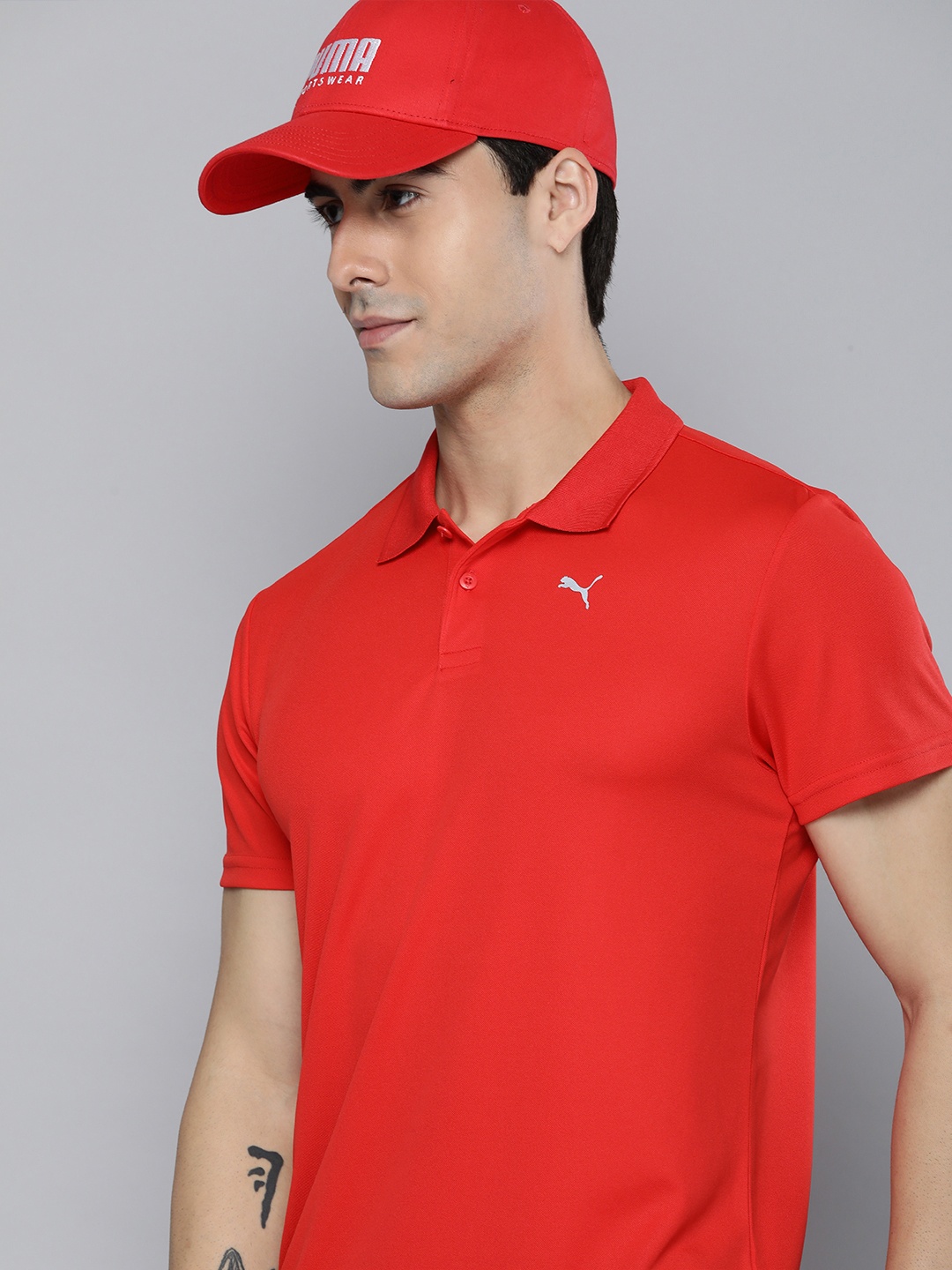 

Puma Men Red Solid Polo Collar Training T-shirt