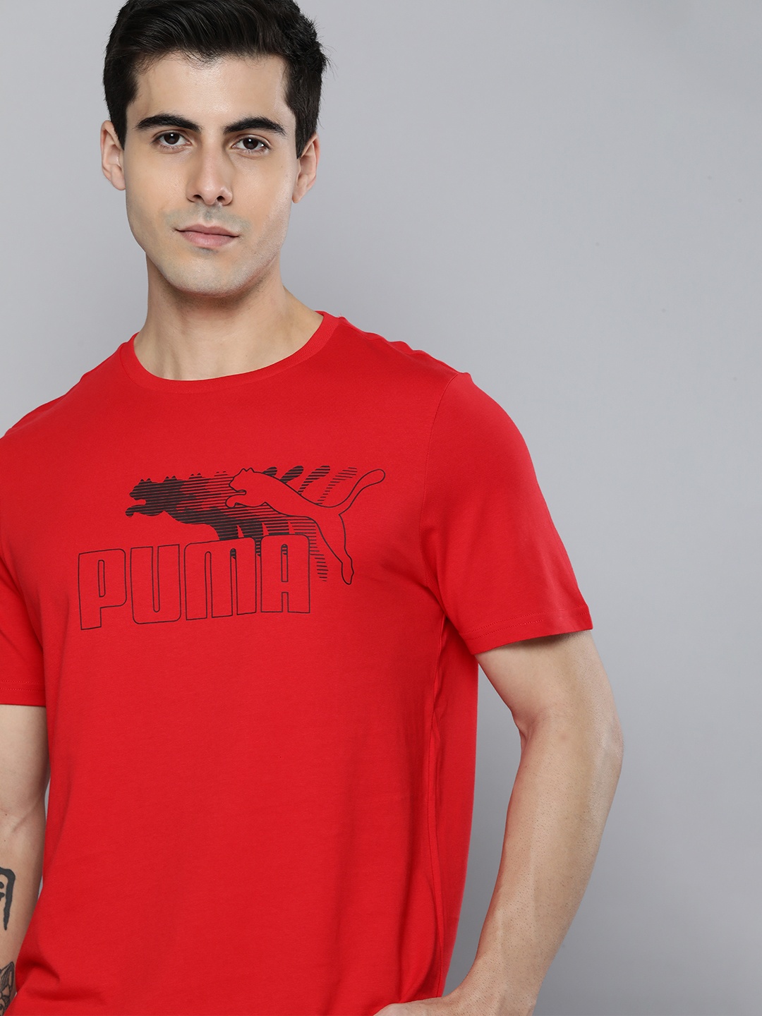 

Puma Men Red Graphic Printed Round Neck Pure Cotton Casual T-shirt