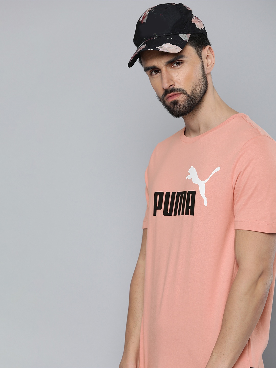 

Puma Men Pink Essentials Brand Logo Printed Pure Cotton T-shirt