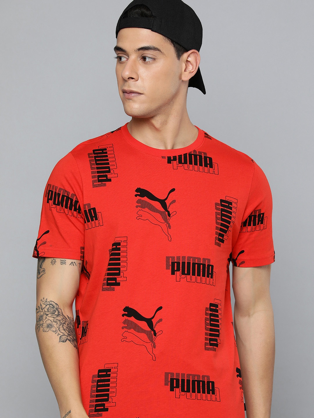 

Puma Men Regular Fit Brand Logo Printed Power T-shirt, Red