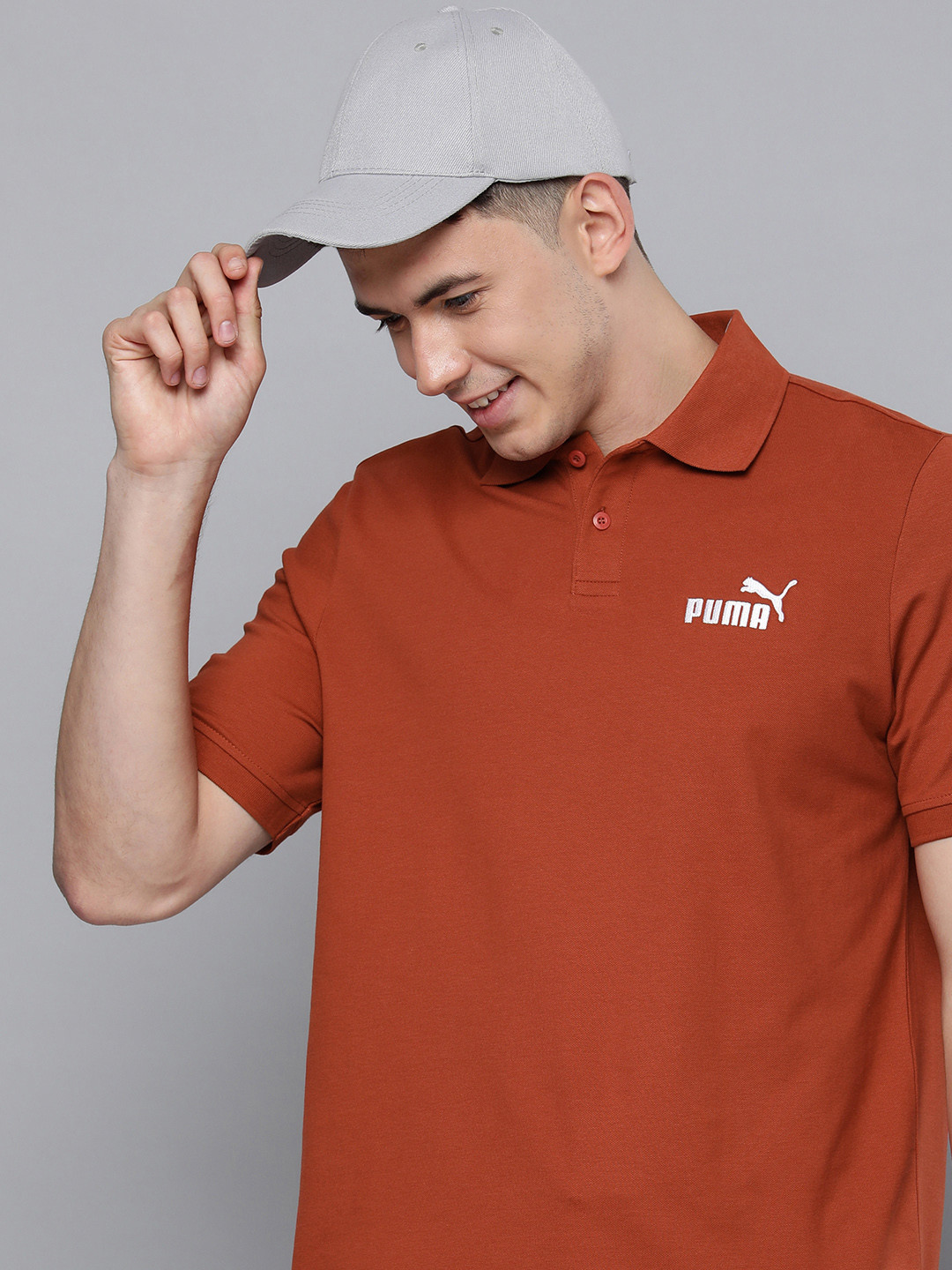

Puma Men Red & White Brand Logo Printed Polo Collar T-shirt