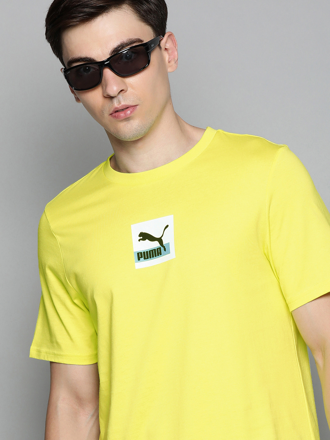 

Puma Men Yellow Brand Love T-shirt with Printed Details