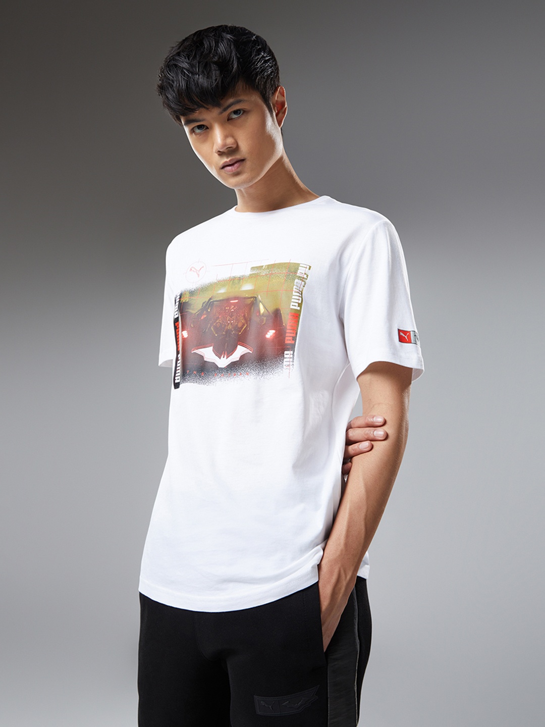 

Puma Men White Batman Graphic Printed Pure Cotton Regular fit T-shirt
