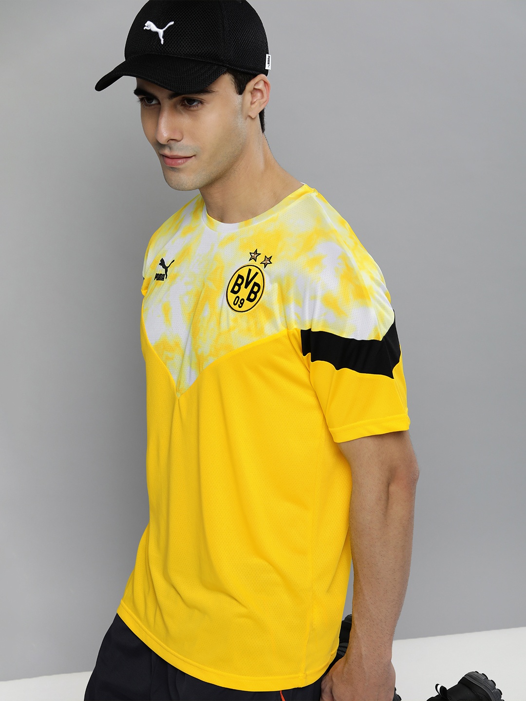 

Puma Men Yellow & White Printed BVB Iconic MCS Men's Football Sustainable Football T-shirt