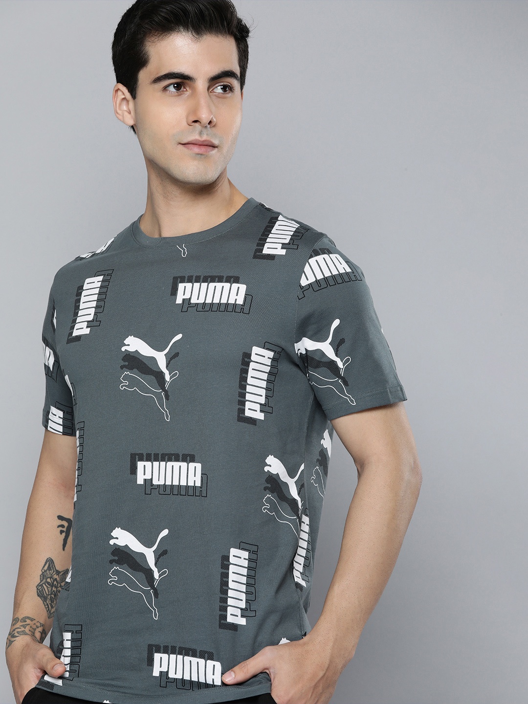 

Puma Men Regular Fit Power Printed T-shirt, Grey
