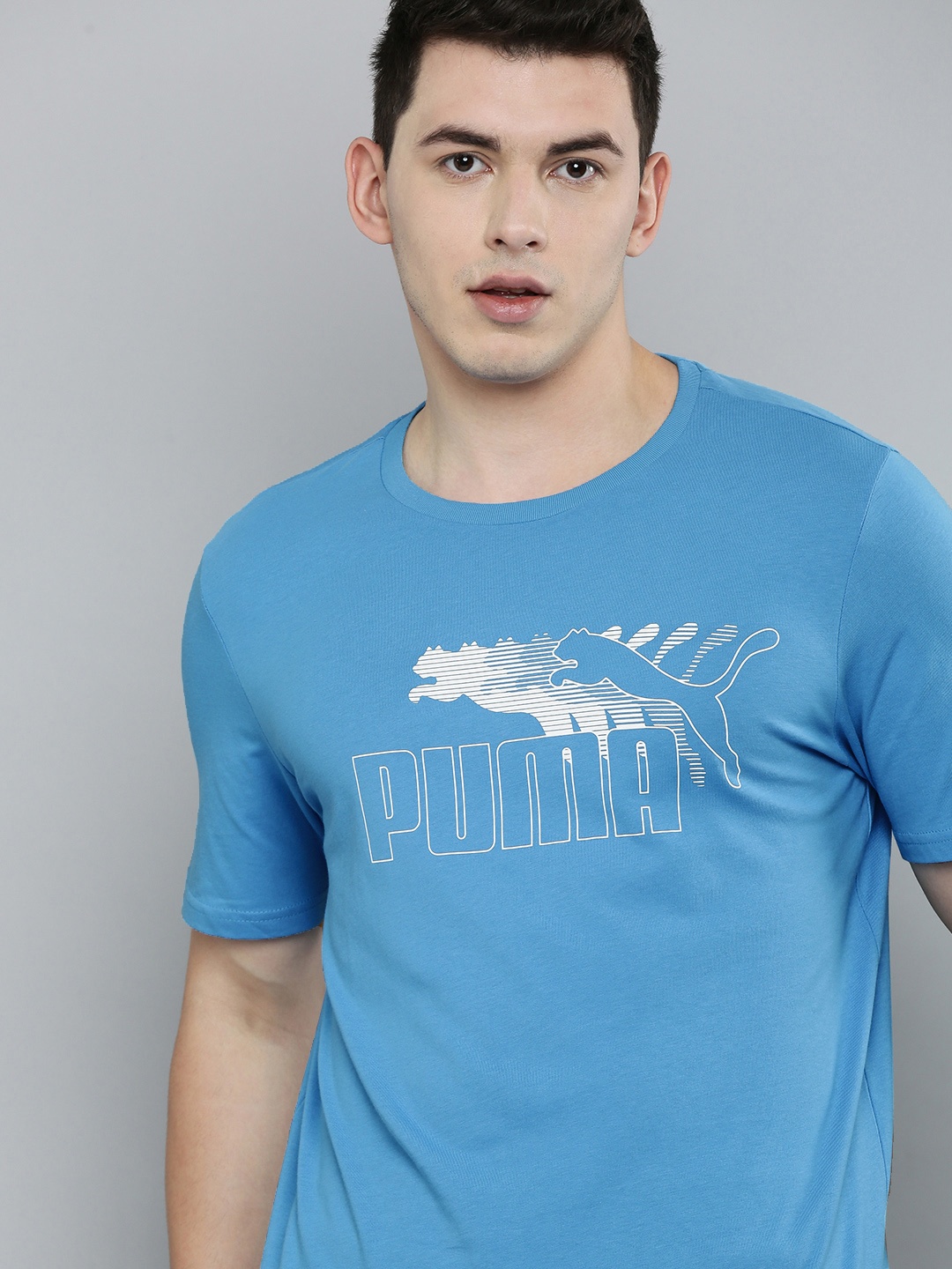 

Puma Men Blue & White Brand Logo Printed T-shirt