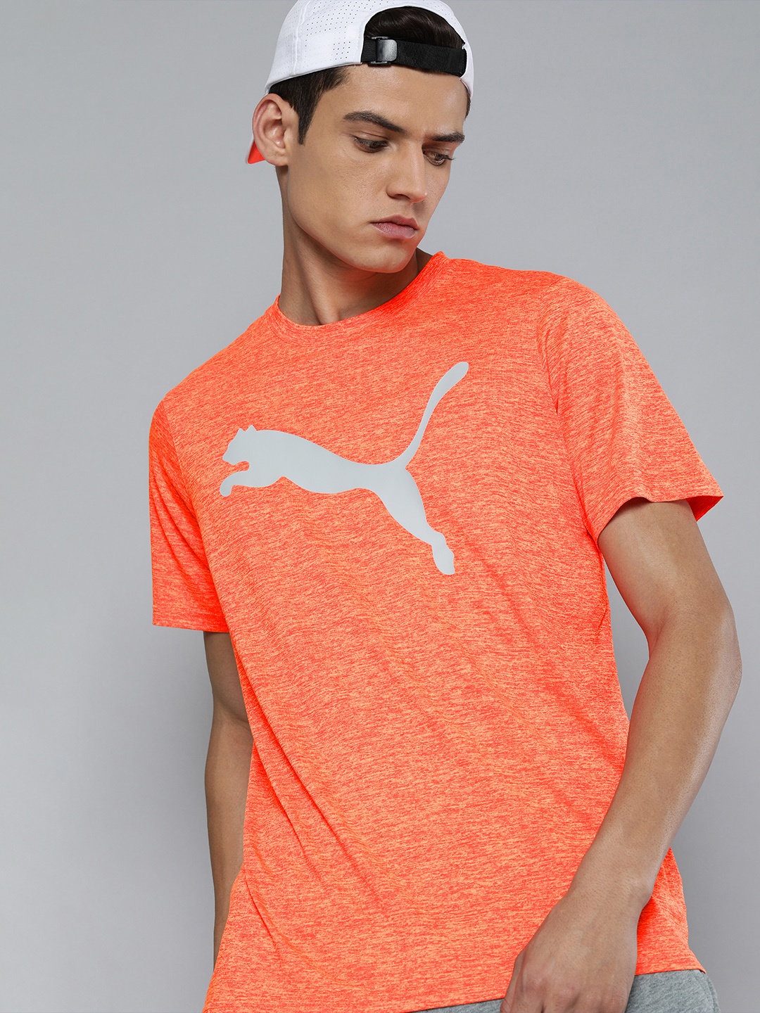 

Puma Men Orange & White Brand Logo Printed Training or Gym Sustainable T-shirt