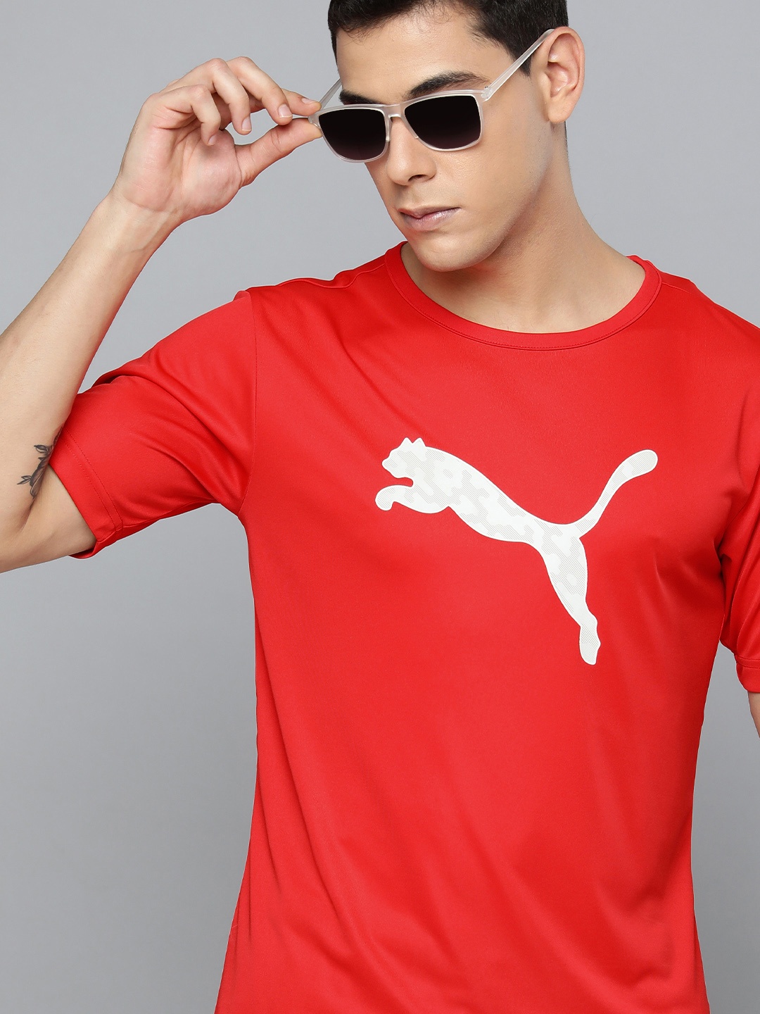 

Puma Men Red & White individualRISE Logo Printed Slim Fit Football Sustainable T-shirt