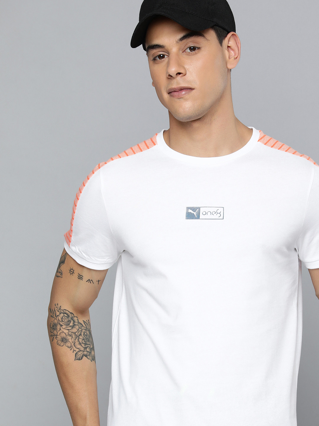 

one8 x PUMA Men White Brand Logo Printed Slim Fit T-shirt