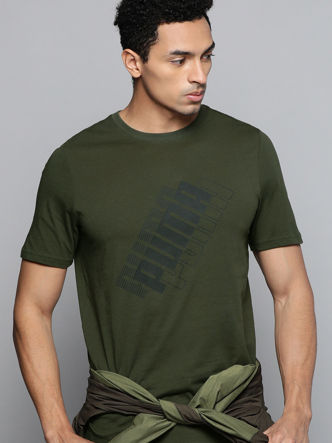 

Puma Men Green Brand Logo Printed T-shirt