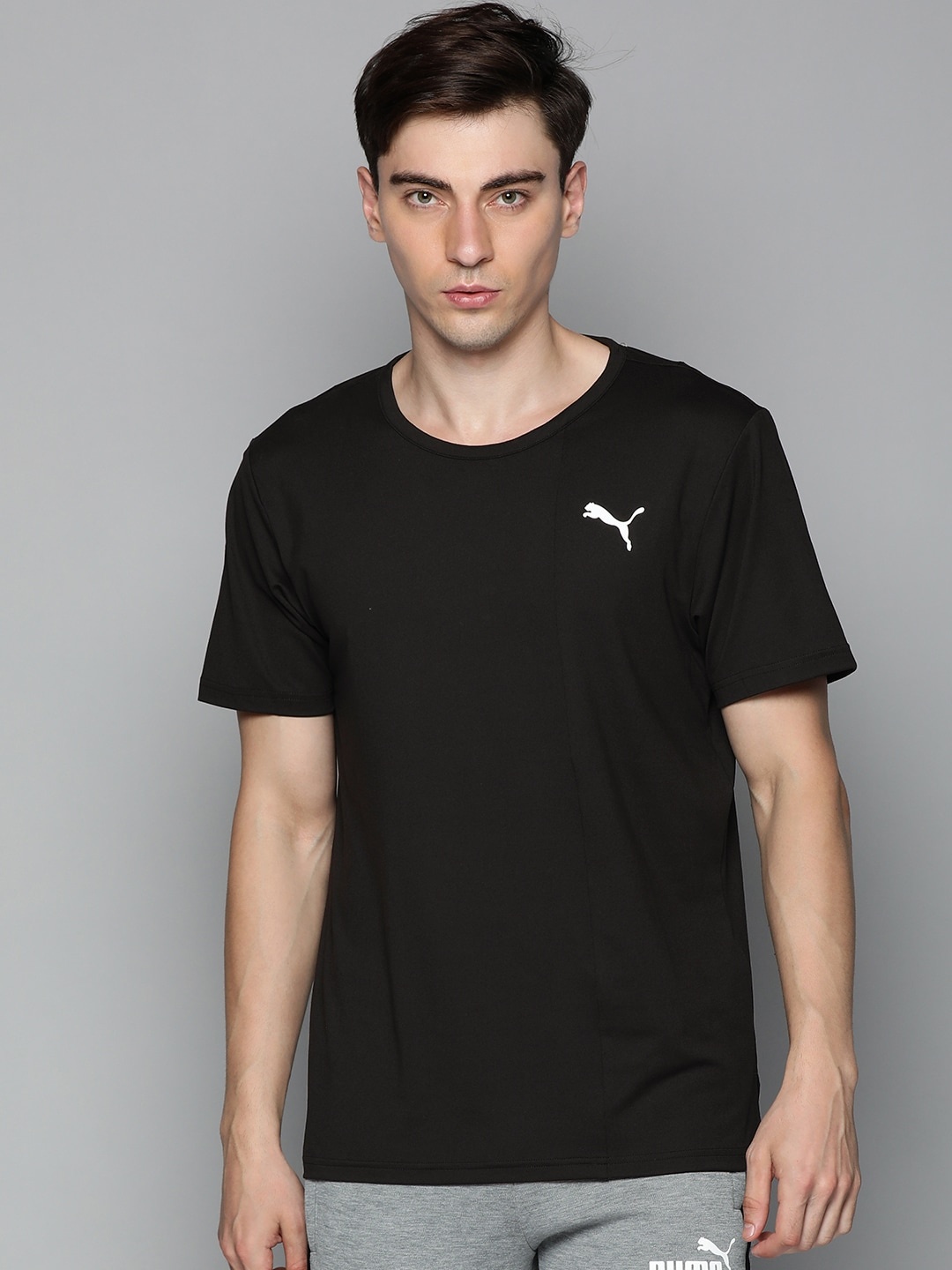 Puma Men Black Brand Logo Cloudspun Training or Gym T-shirt